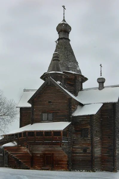 Древний Деревянный Храм Великий Новгород Россия — стоковое фото