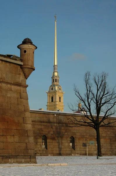 Torenspits Van Peter Paul Kathedraal Vesting Muur Met Toren Rusland — Stockfoto