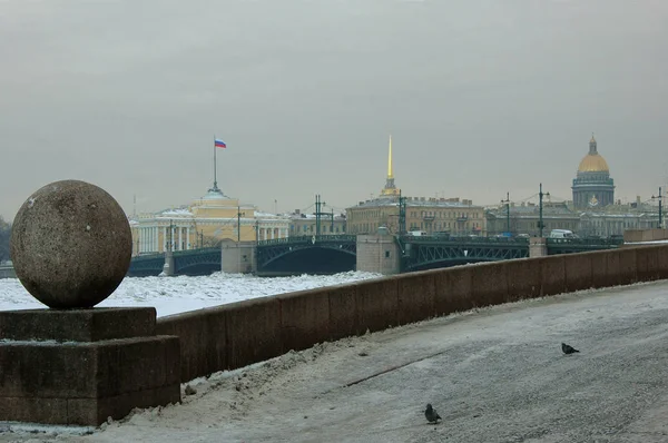 Gri kış günü güzel bir şehirde Senato ve Synod, Amirallik, St. Isaac Katedrali, St. Petersburg, Rusya