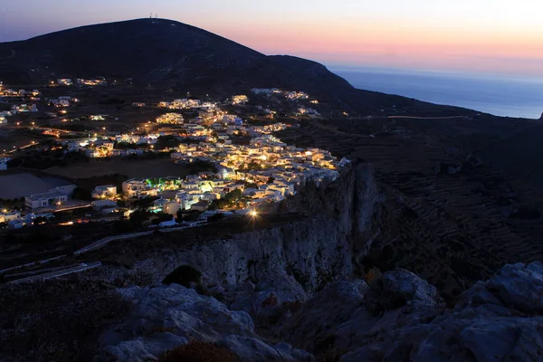 Folegandros w nocy — Zdjęcie stockowe
