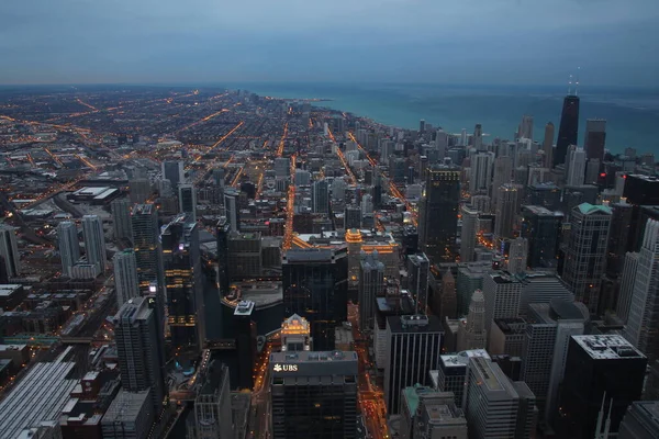 Chicago skyline from the top at sunset — Stock Photo, Image