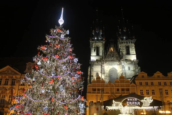 Night Christmas in Prague — ストック写真