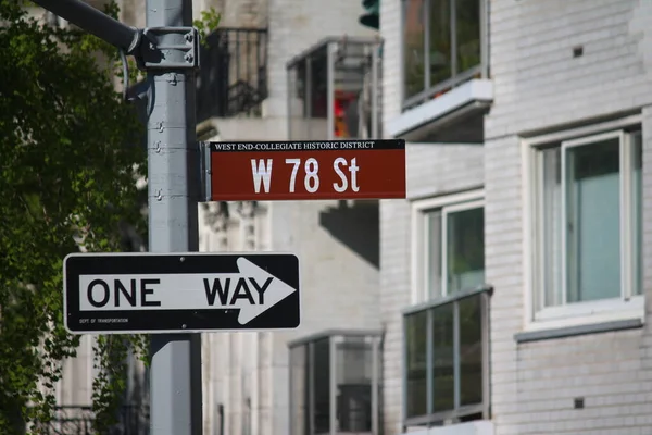 West 78Th Street Sinal Histórico Bairro Colegial — Fotografia de Stock