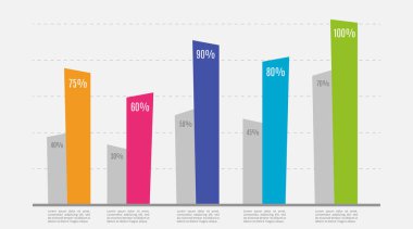 Modern renkli çizelge, grafik. Şablon, sunum ve grafik için. Bilgi elementleri. Vektör illüstrasyonu