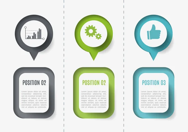 Elementos vetoriais para infográfico. Modelo para diagrama, gráfico, apresentação e gráfico. Conceito de negócio com 3 opções, peças, passos ou processos. Contexto abstrato —  Vetores de Stock