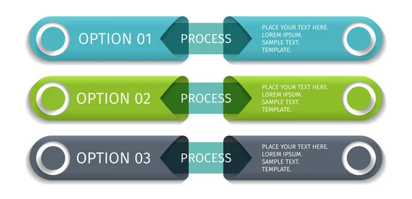 비즈니스 인포 그래픽을 위한 현대 리본. 3 단계, 부품, 옵션, 단계가 있는 벡터 템플릿. — 스톡 벡터