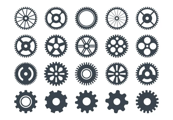 Cogwheel machine gear icon, set of gear wheels. Vector illustration, isolated — Stock Vector