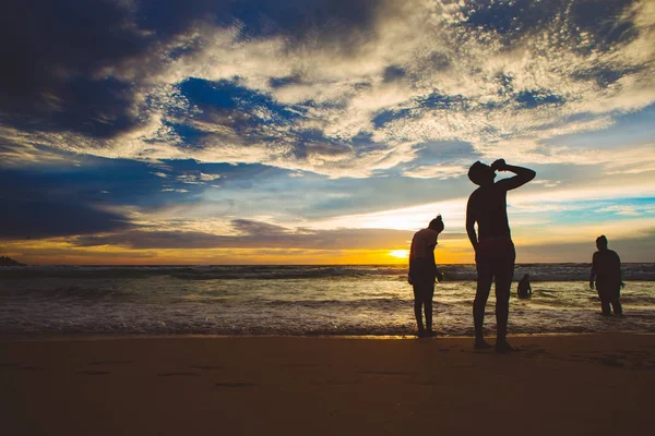 Silueta Playa Tropical Phuket Tailandia — Foto de Stock