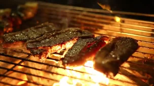 Street Thai Mat Barbecue Grillad — Stockvideo