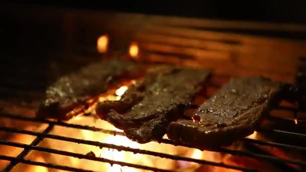 Street Thai Food Barbecue Grilled — Stock Video
