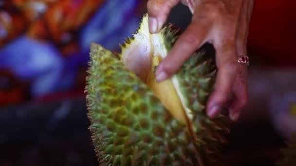 Durian Fruta Tailandia Comida Callejera — Vídeo de stock