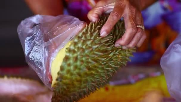 Tayland Sokak Gıda Durian Meyve — Stok video
