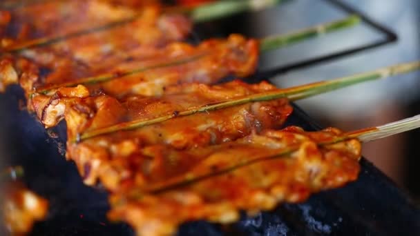 Street Thai Food Barbecue Poulet Grillé — Video