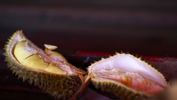 Ντούριαν Φρούτα Στην Ταϊλάνδη Φαγητό Του Δρόμου — Αρχείο Βίντεο