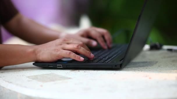 Closeup Male Hands Keyboarding Laptop Notebook Computer — Stock Video