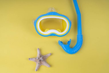 Maske ve denizyıldızı ile şnorkel yakın çekim