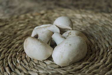 Hasır arka plan üzerinde mantar