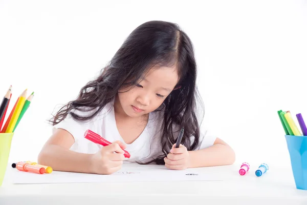 Jovem Menina Asiática Desenho Imagem Sobre Fundo Branco Fotografia De Stock