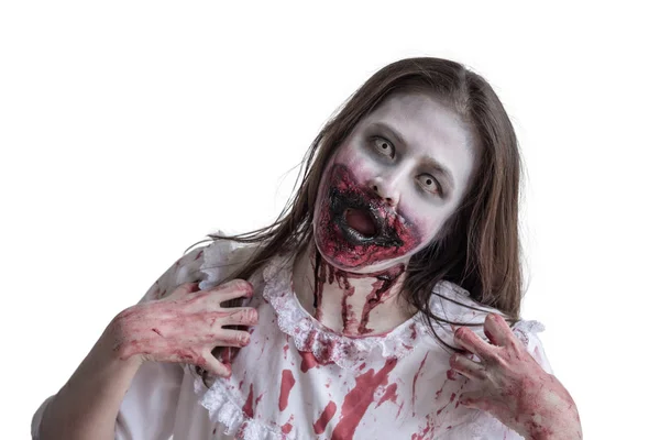 Scary zombie isolated over white background — Stock Photo, Image