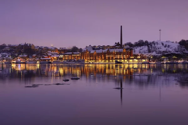Silhuett Södermalm Częścią Sztokholm Szwecja — Zdjęcie stockowe