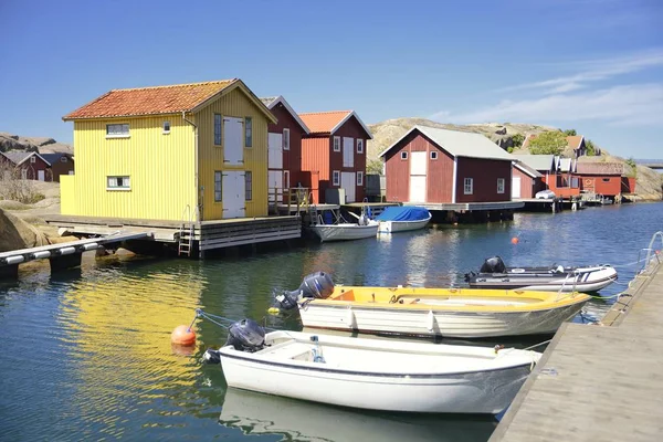 Hermosa Vista Del Paisaje Las Casas Pesca Kungshamn — Foto de Stock