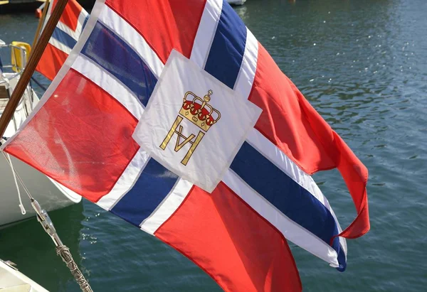 Norwegian Post Bandeira Barco — Fotografia de Stock