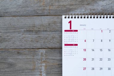 Takvim planlama iş toplantısı için masaya yakın çekim veya Ocak kavramı üzerinde planlama seyahat