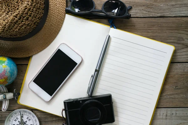 Concepto Viaje Vacaciones Planificación Fin Semana Largo Sobre Fondo Madera — Foto de Stock