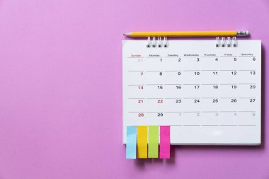 Takvim için planlama pembe tablo arka planı kapat 