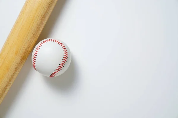 Batte Baseball Baseball Sur Fond Blanc Vue Dessus — Photo