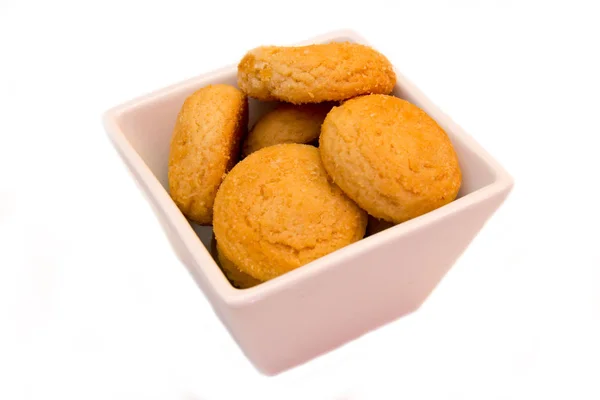 Stuffed Biscuits Square Bowl White Background — Stock Photo, Image