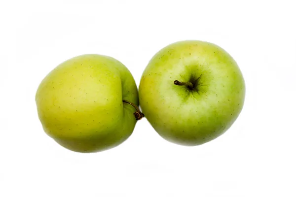 Two Yellow Apples White Background Viewed — Stock Photo, Image