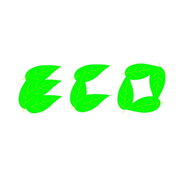 Inscripción Eco Compuesta Por Hojas Verdes Imagen Vectorial Aislada — Vector de stock