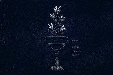 Dijital kavramsal illüstrasyon büyüme ve seo Pazarlama: huni pazarlama aracılığıyla kar getirici istatistikleri Tıklanma