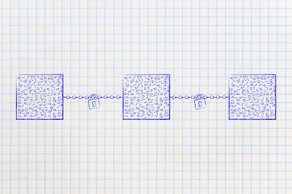 Technologie Crypto Monnaie Illustration Conceptuelle Fonctionnelle Blockchain Fait Lignes Cubes — Photo