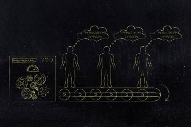 düşünme kutusu kavramsal çizimi dışında: fabrika makine ana akım görüşleri üretilen sahip insanlarla
