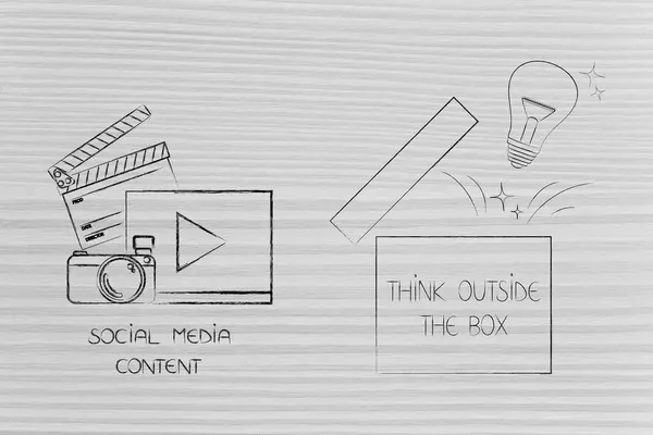 Think Box Conceptual Illustration Social Media Content Icon Next Open — Stock Photo, Image