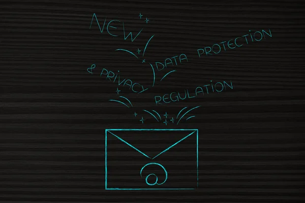 Konzeptionelle Illustration Der Neuen Datenschutzbestimmungen Mail Umschlag Mit Neuem Privacy — Stockfoto