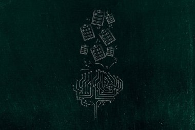 dahi misin kavramsal çizimi: dijital beyin ile içinde ya da bunun dışında listeleri yapmak