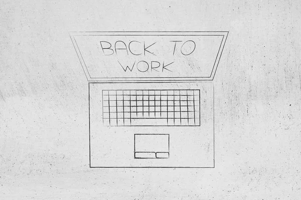 Najlepsze Prace Koncepcyjna Ilustracja Laptopa Powrotem Pracy Tekst Ekranie Widać — Zdjęcie stockowe