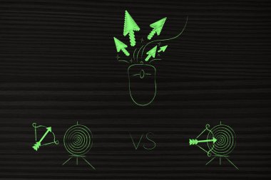 yout hedef pazar kavramsal çizimi için başarılı veya başarısız Pazarlama: fare ile clickrate simgesi cevapsız vs ile vurmak hedefler aşağıdaki