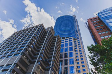 Sydney, Avustralya - 26 Aralık 2014: Sydney merkezi iş bölgesi yüksek binalar