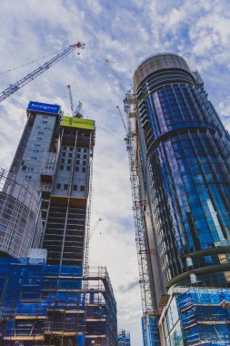 Sydney, Avustralya - 26 Aralık 2014: binalar Barangaroo yenileme projesi olarak Sydney Cbd bir parçası olarak yapım aşamasında