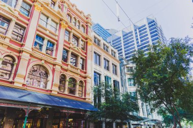 Sydney, Avustralya - 30 Aralık 2014: Pitt Sokağı Alışveriş distrinct olarak Sydney Cbd detayını