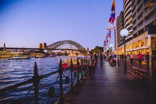 Sydney Australia Diciembre 2014 Puente Del Puerto Sydney Atardecer Vista — Foto de Stock