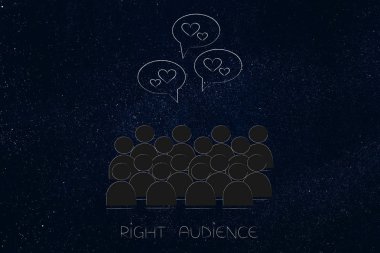 segmentasyon pazarlama ve kavramsal illüstrasyon hedefleme: olumlu geribildirim yukarıdaki ile doğru hedef kitleye