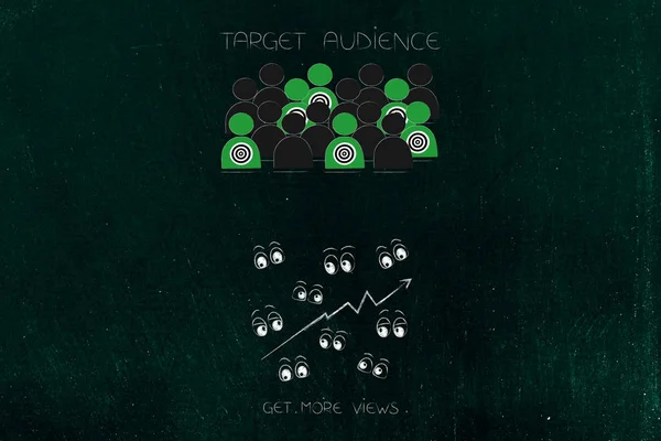 segmentasyon pazarlama ve kavramsal illüstrasyon hedefleme: hedef kitle ile bir kalabalığın arasında almak daha fazla gösterim simgesini tıklatın