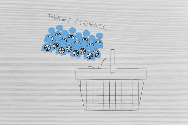 Alcanzar Ilustración Conceptual Correcta Del Cliente Audiencia Objetivo Cayendo Cesta — Foto de Stock