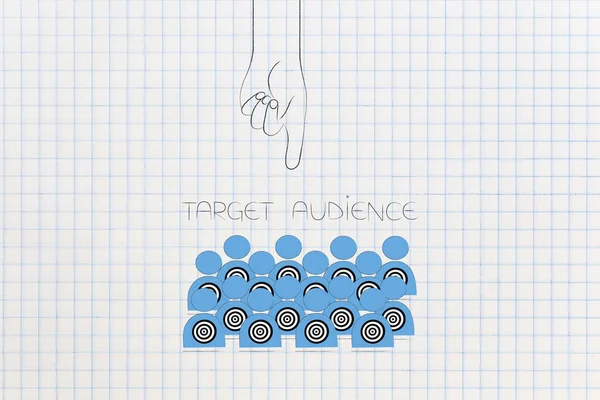 Reaching Right Customer Conceptual Illustration Target Audience Hand Pointing — Stock Photo, Image