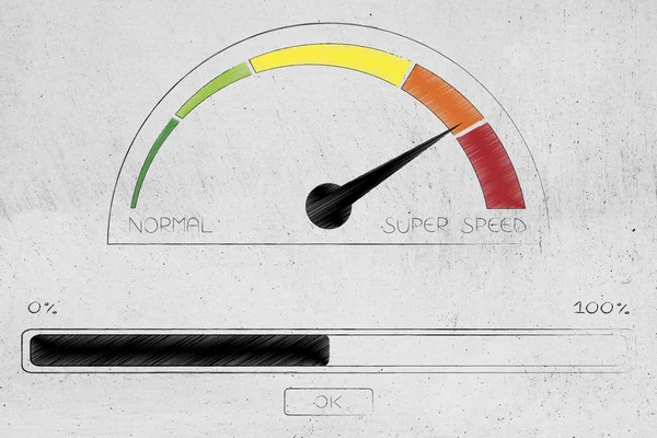 Speed Metaphor Conceptual Illustration Speedometer Progress Bar Loading — Stock Photo, Image